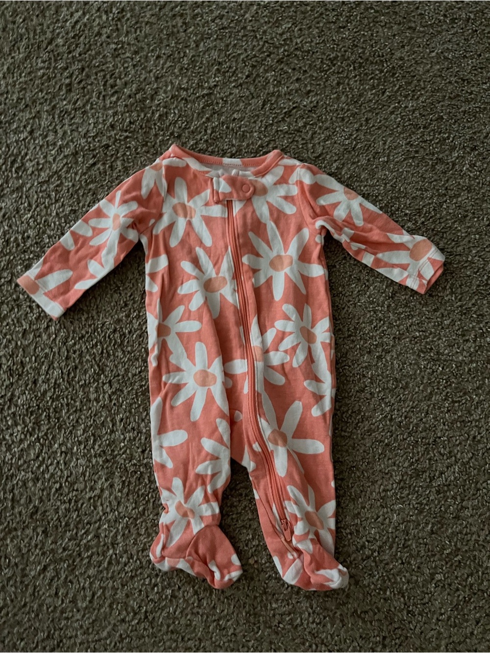 Carter’s Coral Pink Floral Zip-Front Baby One-Piece 3 Months